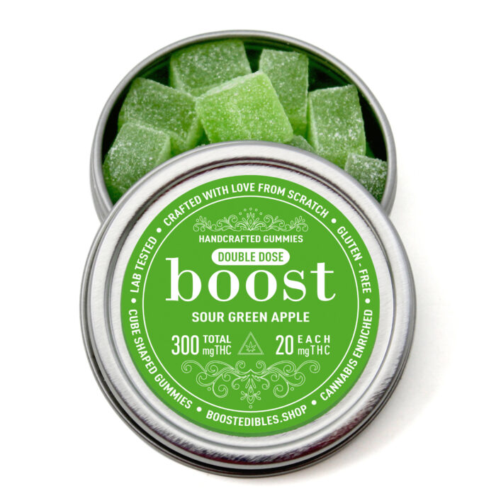 Boost Edibles: Sour Green Apple Gummies 150MG – 300MG THC